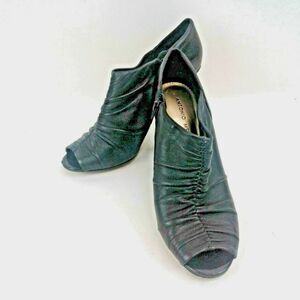 Antonio Melani Womens Black 3.75' Heels Open Toe Booties With Zippers Size 6.5M